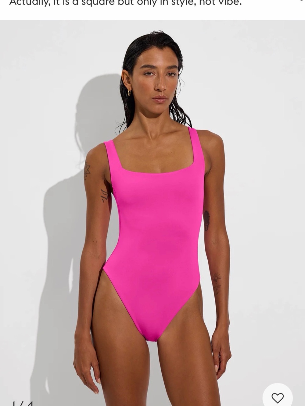 Left On Friday Bold Hot Pink Square-Neck One-Piece Swimsuit- streamline suit